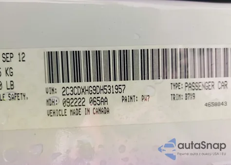 2013 Dodge Charger Sxt z USA, uszkodzony, nr VIN 2C3CDXHG9DH531957